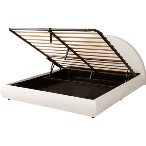 Polsterbett, Doppelbett, hydraulisches Funktionsbett, Bett mit Lattenrost, Kopfteil und großem Stauraum, gepolstertes Kopftei (1/5)