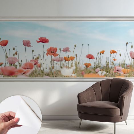 Carta da parati autoadesiva - fotomurale - decorazione parete - stile elegante - decorazione casa - Fiori di papavero 250x104 cm (1/5)