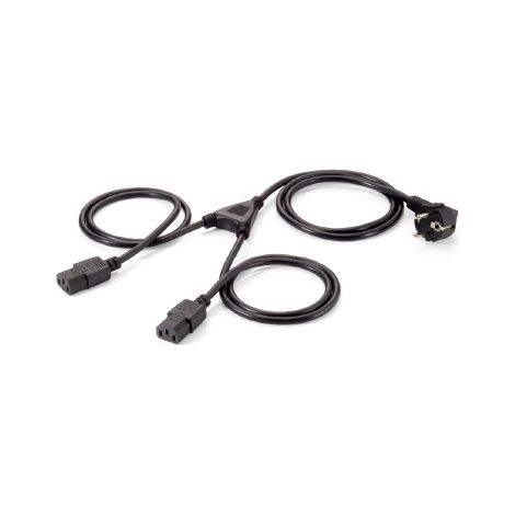 Netzkabel equip shuko 90º Stecker auf 2 iec Buchsen 1,8m 112220