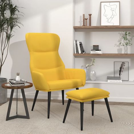 Sillón de relax con reposapiés de tela color amarillo mostaza vidaXL (1/5)
