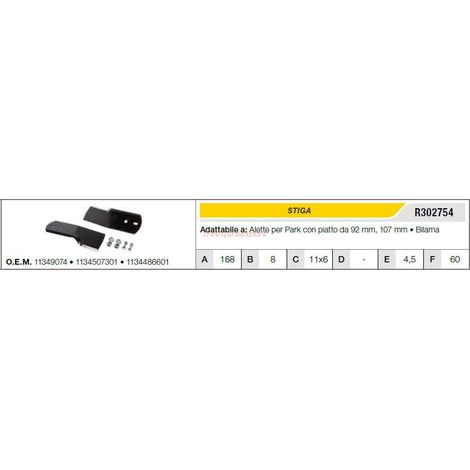 Alette Lama STIGA trattorino tagliaerba rasaerba tosaerba R302754