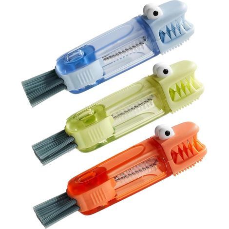 Set of multi-functional brushes for cleaning bottles, cleaning tools for the kitchen and corners (3 pieces), blue, green, yellow (1/5)