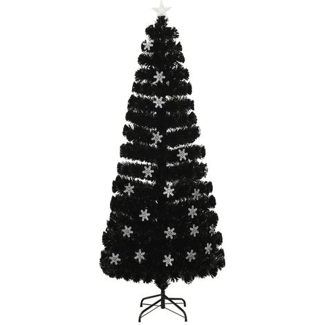 Albero Natale Albero natalizio Albero festivo con Fiocchi di Neve a LED Nero 240cm Fibra Ottica (1/5)