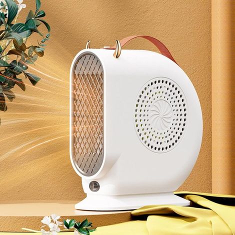 Chauffage de bureau portable avec commande à une touche, protection contre la surchauffe, mini radiateur soufflant silencieux, économe en énergie pour chambre, bureau, salon - Design compact blanc (1/5)