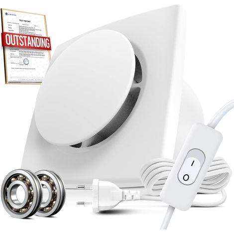 Extracteur d'Air 100mm avec Interrupteur, 130m³/h Ventilateur VMC Salle de Bain, Aerateur d’Air Silencieux, Puissante Ventilation, IPX4 Étanche, Économe en Énergie pour WC Garage (1/5)