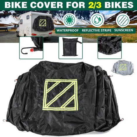 Protective Cover with Reflective Panel 2-3 Bikes for Motorhome Waterproof Sunscreen (Black) (1/2)