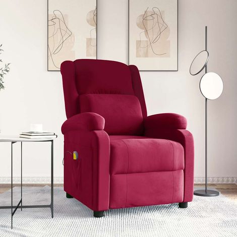 Massagesessel Weinrot Samt (1/5)