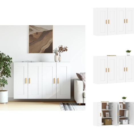 Wandschränke 2 Stk. Weiß Holzwerkstoff - Hängeschrank - Wandschrank - Wohnzimmer Dekoration - Stauraum - Regal
