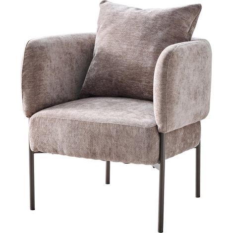 Dimo Poltroncina Dolly in Poliestere Tortora con Gambe in Metallo – Sedia Design Moderna (1/3)