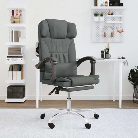 vidaXL Silla de oficina reclinable con masaje de tela gris oscuro (1/5)