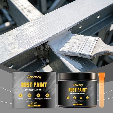 Jarrary White Rust-Proof Paint, Household Water-Resistant, Daily Brightening, Polishing, Rust-Proof, Wear-Resistant, Refurbishing, Stabilizing Paint -- 100g1, Brush1 (1/5)