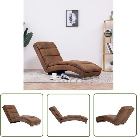 Chaise longue Bain de soleil Transat Marron Similicuir daim 23918 (1/5)