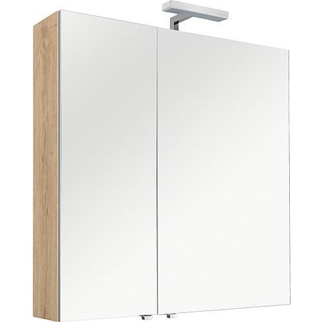 Armoire à glace EGAN avec éclairage Chêne noueux, 2 portes 800x770x160mm (1/3)