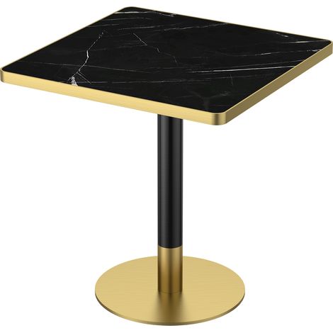 Table à manger ronde tulipe 70 cm, plateau pierre sinterée aspect marbre, pieds inox doré, antirayures, étanche (1/5)