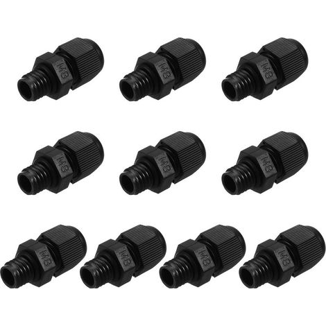 M8 Résistance à L'Eau Câble Glande x 10Pcs Connecteur de Fixation Étanche Joint de Raccordement Protecteurs de Fil, [Noir] (1/5)