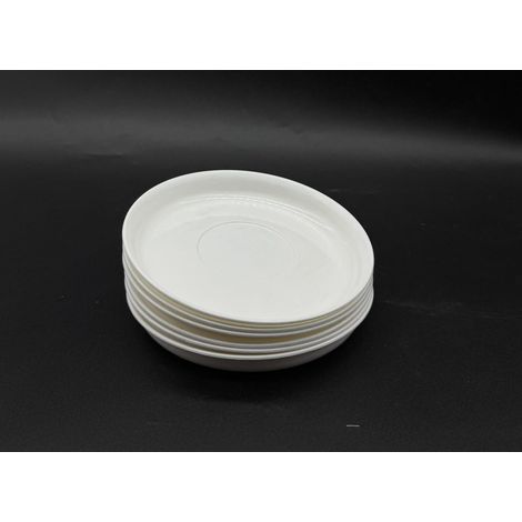 Lot de 6 assiettes de 14 cm - Couleur : blanc - Réutilisables - En plastique - Pour fête - Pour enfant (1/2)