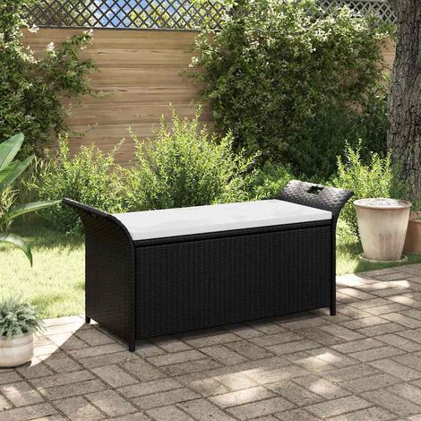 vidaXL Truhenbank mit Polster 138 cm Poly Rattan Braun (1/5)
