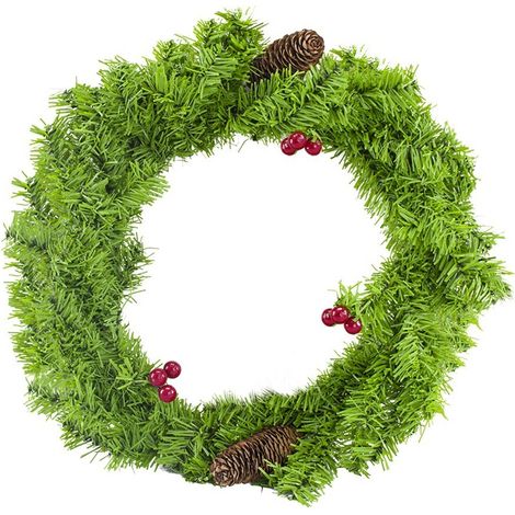 245008 Couronne de porte ronde avec baies et pommes de pin décorations de Noël