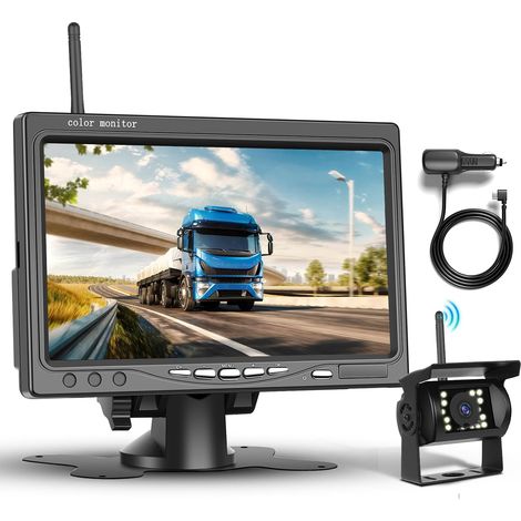 Kit caméra arrière sans Fil 1080P HD avec écran 7 Pouces, caméra de recul sans Fil pour Voiture, remorque, Camping-Car, Bus, directives de Bricolage, IP68 (1/5)