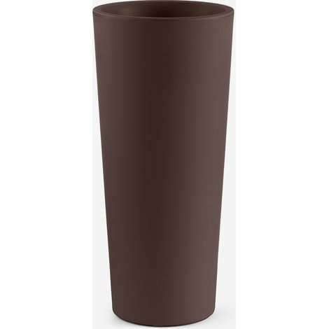 Vaso tondo alto da esterno in polietilene Gaia 130 - Marrone
