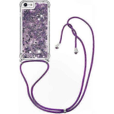 Coque de téléphone en TPU liquide à paillettes Quicksand pour SE 2022/2020/6/7/8, résistante aux chutes, violet foncé (1/5)