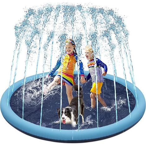 Piscina para perros para mascotas, tapete plegable para jugar con agua y salpicaduras, divertida alfombra de juego para bebés, niñas, niños o perros (150 cm) (1/2)