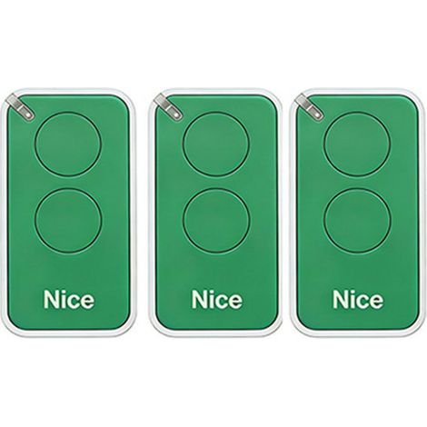 Lot de 3 télécommandes pour Nice INTI2B 433.92MHz, 2 canal, pour systèmes d'automatisation de portails et de garages, couleur verte