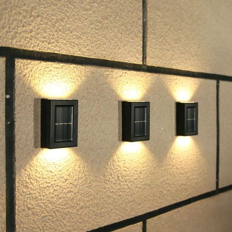 Lot de 4 lampes solaires extérieures blanches chaudes IP65 sans fil clôture cour véranda (1/5)