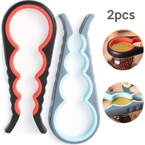 Lot de 2 ouvre-boîtes - Pinces en caoutchouc, adaptées aux personnes ayant une faible force dans les mains, ouvre-boîtes multifonctionnel et facile à utiliser, outil d'ouverture de bouteilles et de bo (1/5)