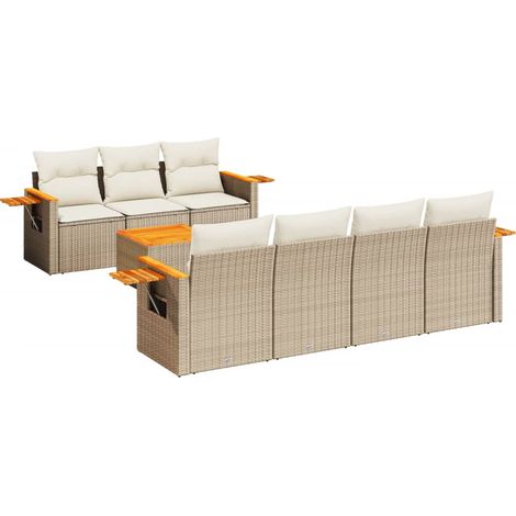 Set Divano da Giardino 8 pz con Cuscini Beige in Polyrattan vidaXL (1/5)