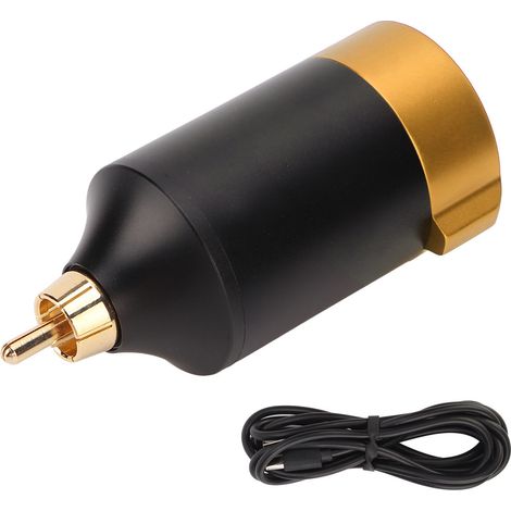 Alimentation sans fil pour machine à tatouage, interface RCA, batterie rechargeable 1500mAh, écran LED, couleur or (1/5)