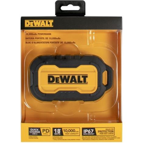Dewalt Portable Powerbank Phone Charger 10,000mAh 2 Port IP67 Dust & WaterProof (1/4)