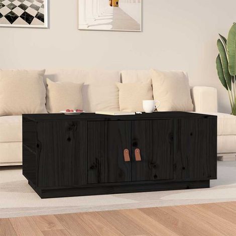 818259 vidaXL Coffee Table Black 100x50x41 cm Solid Wood Pine (1/5)