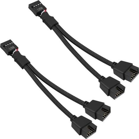 2 pièces usb 2.0 9 broches femelle à double câble d'extension mâle 9 broches,carte mère 9 broches usb2.0 séparateur d'en-tête nylon (1/5)