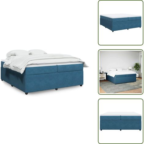 Sommier à lattes de lit et matelas Bleu foncé 200x200cm Velours - Sommier À Lattes De Lit - Sommiers À Lattes De Lit - Lit - Meuble De Chambre À Coucher (1/5)