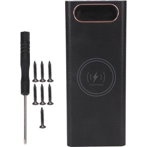Boîtier de Banque d'Alimentation 8x21700 avec Charge Rapide 22.5W et Charge Sans Fil 15W, Boîte à Batterie 21700 DIY, Noir (1/5)