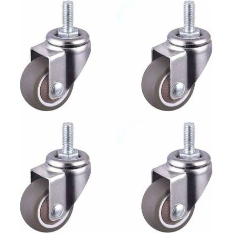 Roulette pivotante silencieuse 25mm Lot de 4 roulettes en TPE Vis filetée M6 Pour sols durs et meubles mobiles (1/5)