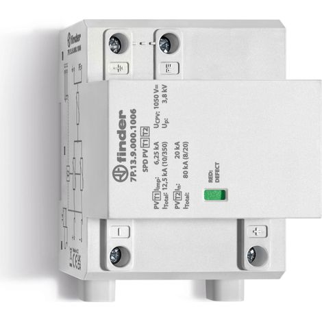 Parafoudre T1+2 pour photovoltaïque 1050VDC 3 varistors sans télésignalisation FINDER 7P1390000006