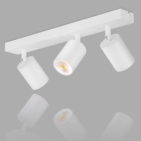 ZMH LED Plafonnier Spots : GU10 Plafonnier Spots orientables 350° Plafonnier Moderne Lampe de couloir Industriel Applique murale pour salon chambre à coucher Sans ampoule - Blanc - 3 Flammes (1/5)