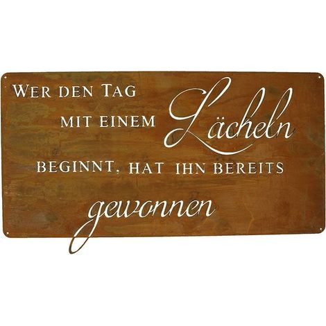 Plaque Décorative Murale Aspect Rouille Smile en Acier pour Maison et Jardin 25 x 49,5 cm - PANGIVO (1/3)