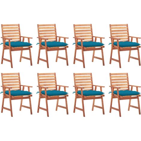 Garten-Essstühle 8 Stk. mit Kissen Massivholz Akazie