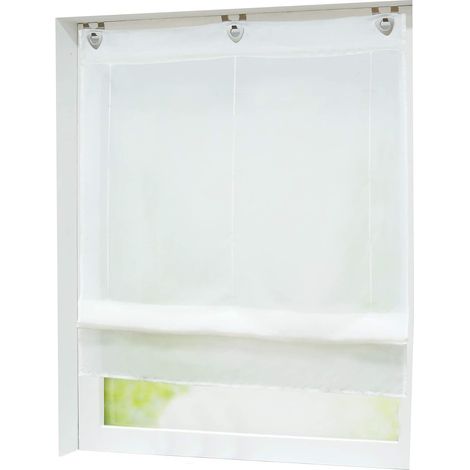 Romain Uni Polyester avec Crochet sans Perçage Transparent Chambre Cuisine Salle de Bain Blanc LH 80 130cm (1/5)