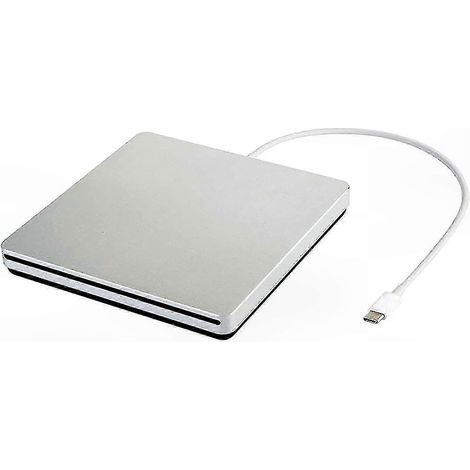Graveur DVD externe USB-C, lecteur CD-ROM portable ultra-fin pour MacBook Pro/Air, PC Windows 10, argenté, graveur optique nomade (1/5)