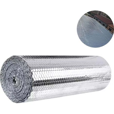 Rouleau isolant 0,6×5m film aluminium à bulles réfléchissant isolation thermique fenêtres toit véhicule barrière radiative protection UV (1/5)