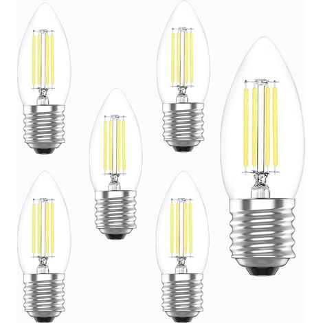 Ampoule LED E27 à vis Edison, 4 W (équivalent à 40 W), blanc lumière du jour 6000 K, filament transparent non dimmable, lot de 6 [Classe énergétique A+] (1/5)