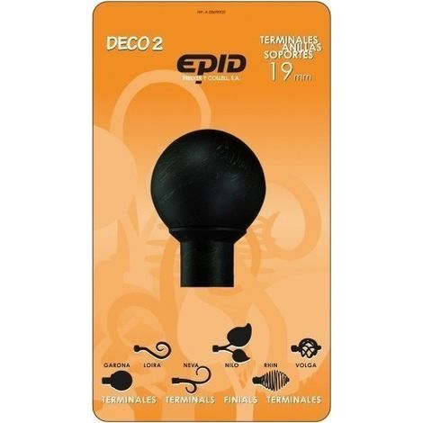 Terminal barra cortina EPID garona 19 mm metal negro