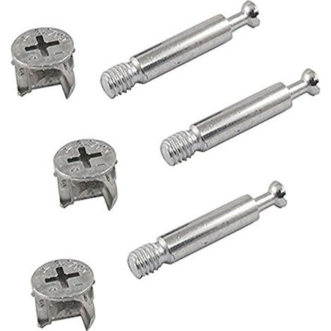 Plat Lot meubles Cabinet Vis de fixation de verrouillage Cam Boulon Écrou (15 mm X 11,7 mm) et chevilles (M6 x 42 mm), Lot de 10 pièces (1/2)