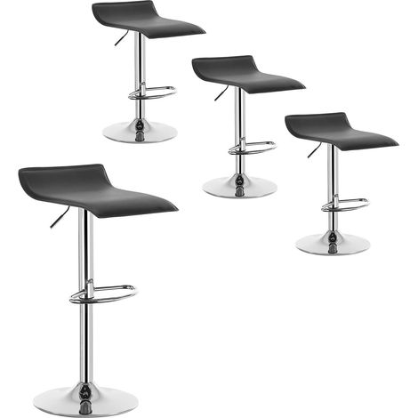 WOLTU Juego de 4 taburetes de bar de piel sintética, taburetes de bar giratorios, altura ajustable, color negro (1/5)
