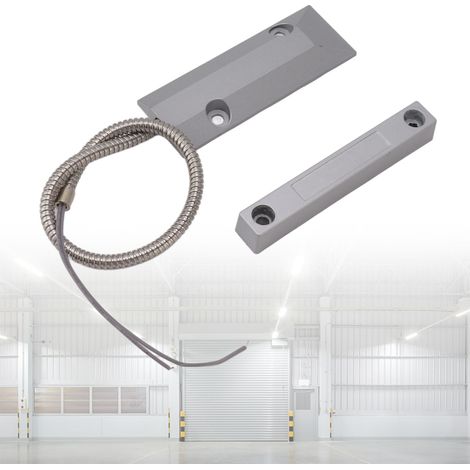 Contact magnétique anti-intrusion avec sensor switch pour porte universelle, alarme filaire, sensibilité élevée 50-70mm, aluminium argenté, 1 contact NC/NO et 4 vis d'installation (1/5)