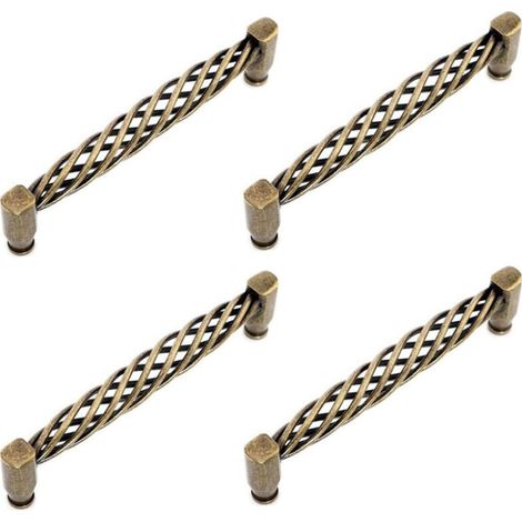 4 Vintage-Küchentürgriffe mit Schraubknöpfen für Möbel, Schränke und Kommoden – Bronze/128 mm